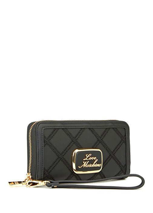 Portafoglio Love Moschino JC5715 Matelasse tessuto nero con polsiera