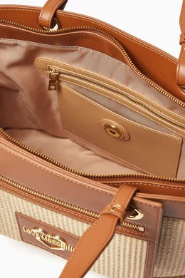 Borsa Love Moschino JC4340 Shopper a spalla grande in rafia
