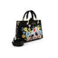 Borsa Braccialini Beth Bloom LT320 Gatto Silvestro Tote Medium in suede nero