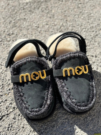 Scarpe MOU slipper with back strap letter logo MU.FW.161024A Black