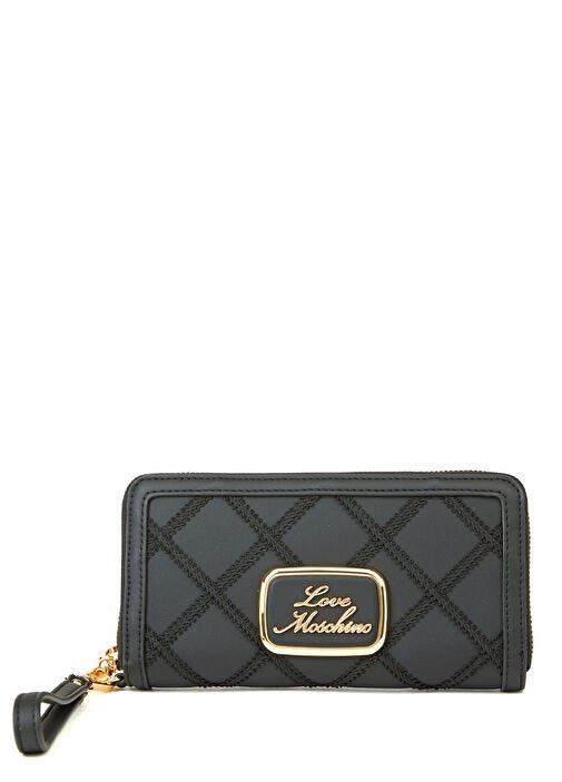 Portafoglio Love Moschino JC5715 Matelasse tessuto nero con polsiera