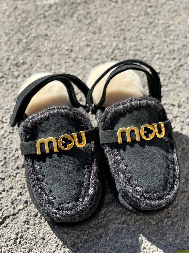Scarpe MOU slipper with back strap letter logo MU.FW.161024A Black