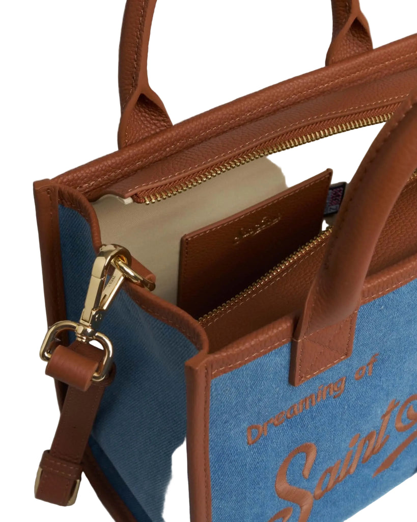 Borsa Saint Barth 01515 Vanity Bag mini denim grain leather