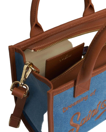 Borsa Saint Barth 01515 Vanity Bag mini denim grain leather