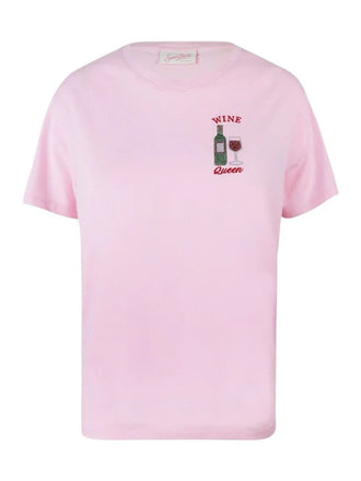 T-shirt Emilie in cotone con ricamo Wine Queen