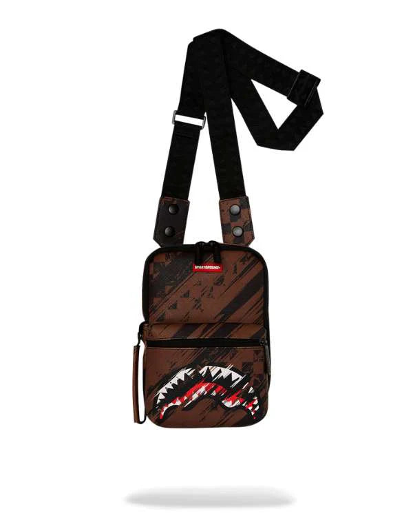 TRACOLLA SPRAYGROUND 8967 SMEARED GRUNGE BROWN BLACK CROSSBODY BAG