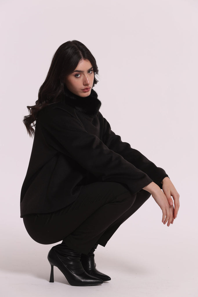 CAPPOTTO CORTO MIMI MUA CON COLLO EFFETTO PELLICCIA