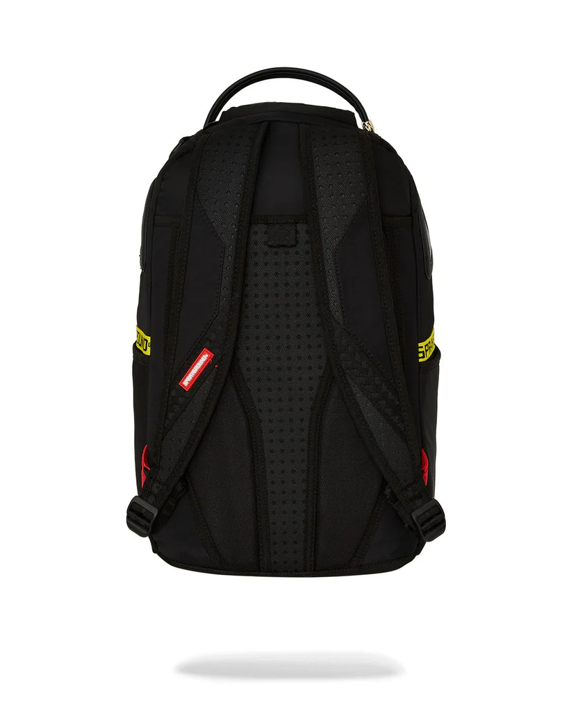 ZAINO SPRAYGROUND ART7736 SHARK CENTRAL YELLOW TAPE DLX SATIN BACKPACK