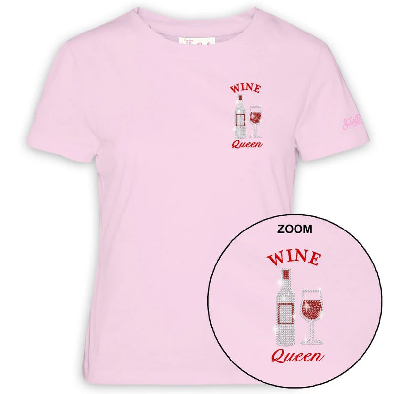 T-shirt Emilie in cotone con ricamo Wine Queen