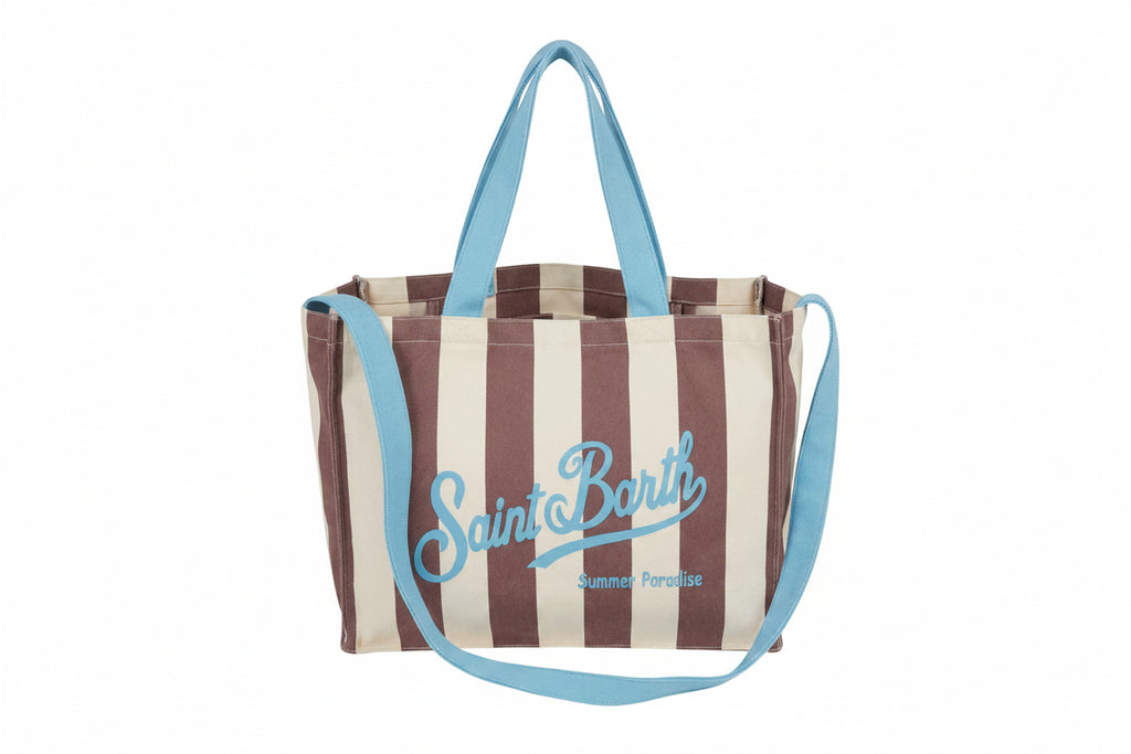 Borsa Saint Barth Essential Bag stripes panna e marrone EBAGN007 09185L