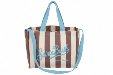 Borsa Saint Barth Essential Bag stripes panna e marrone EBAGN007 09185L
