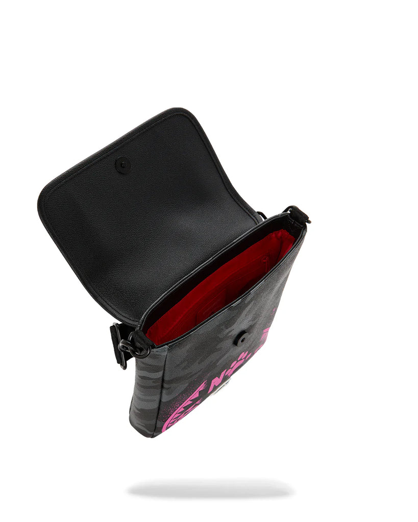 TRACOLLA SPRAYGROUND 9000 PEANUTS SNOOPY PINK STENCIL MESSENGER SLING