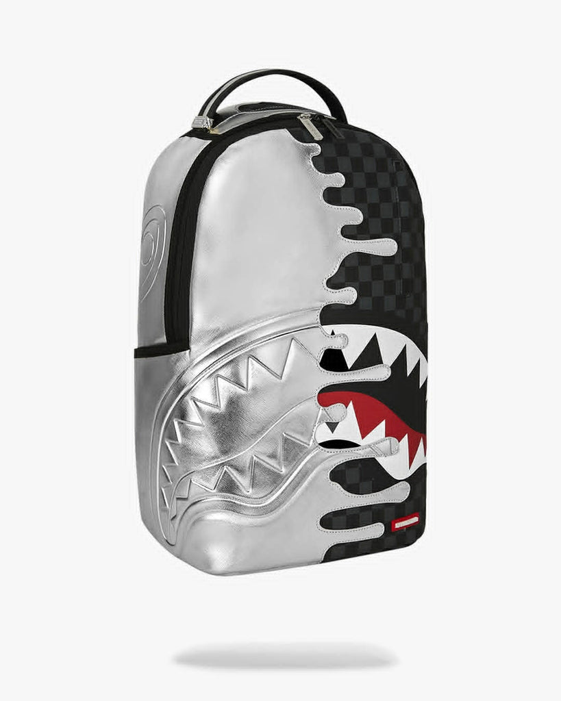 ZAINO SPRAYGROUND 8940 SILVER SIDE DRIP BLACK CHECK DLXSV BACKPACK