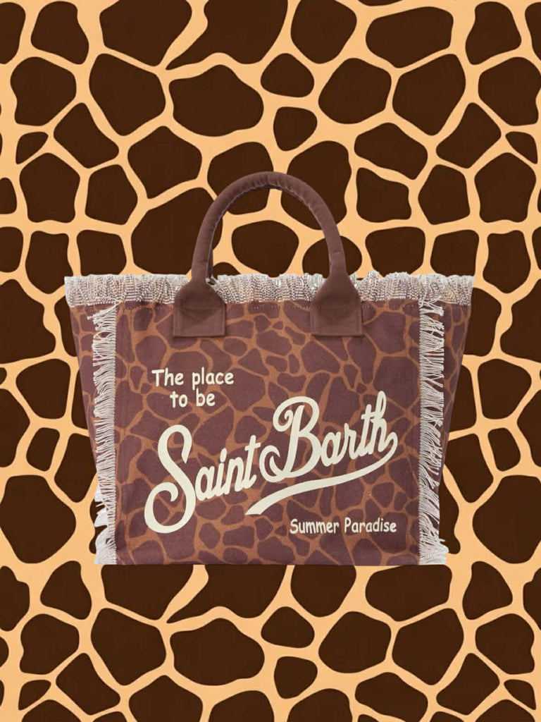 Borsa Mare Saint Barth Vanity Giraffe Skin Giraffata Marrone VANI001 00900L