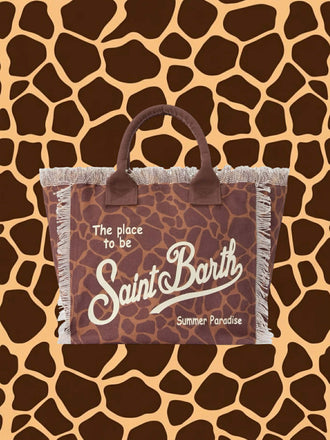 Borsa Mare Saint Barth Vanity Giraffe Skin Giraffata Marrone VANI001 00900L