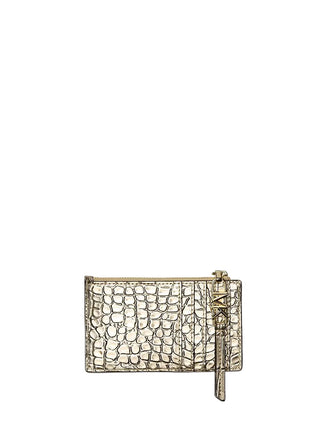 Portacarte Michael Kors Small Metallic Crocodile Embossed Leather