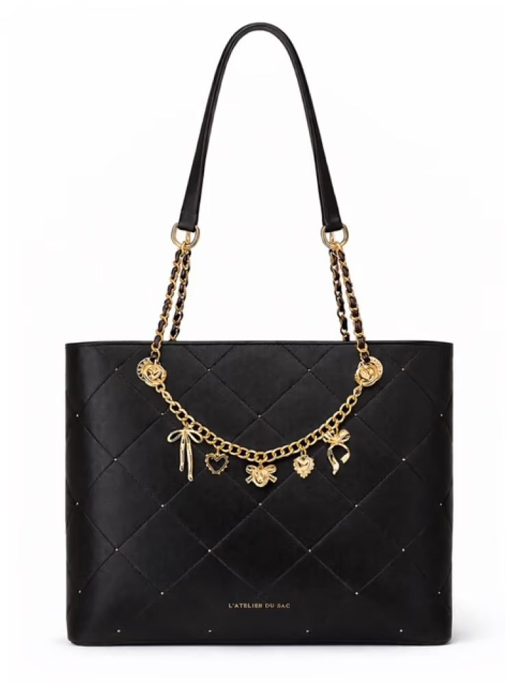 Borsa L’ Atelier Du Sac Cadence L’ Allure shopping bag  trapuntata con tracolla a catena e charm pendenti
