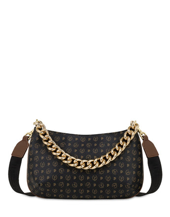 Borsa Pollini TE8490 Tracolla Heritage Pollini Nera con dettagli Marroni
