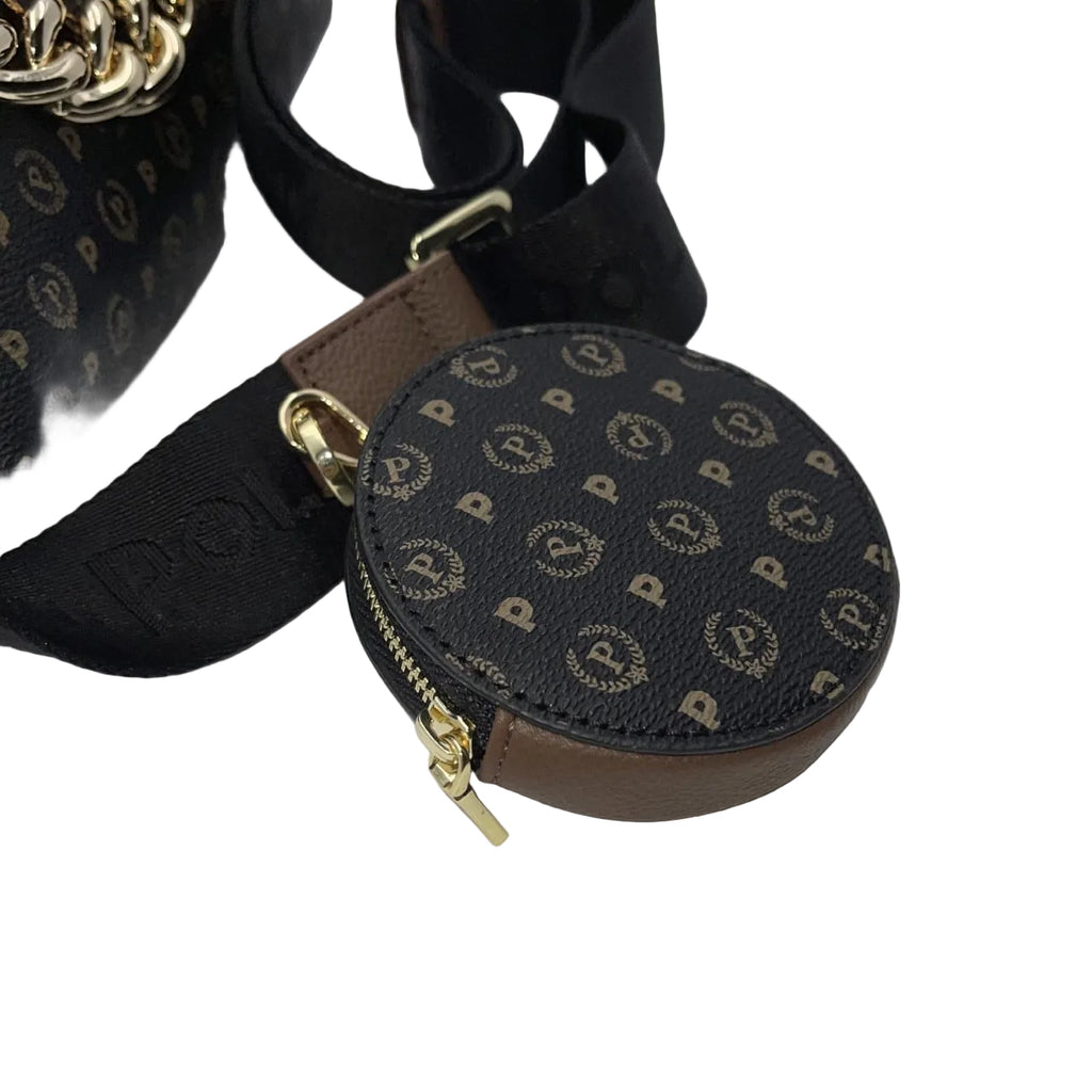 Borsa Pollini TE8490 Tracolla Heritage Pollini Nera con dettagli Marroni