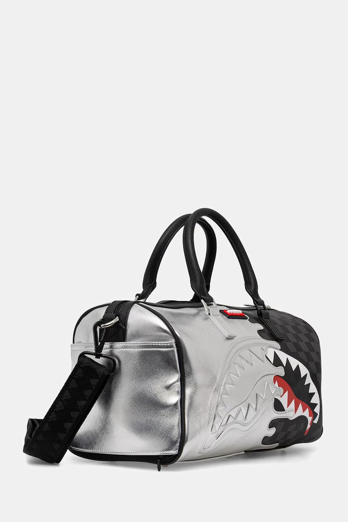 BORSA SPRAYGROUND 8925 SILVER SIDE DRIP BLACK CHECK MINI DUFFLE