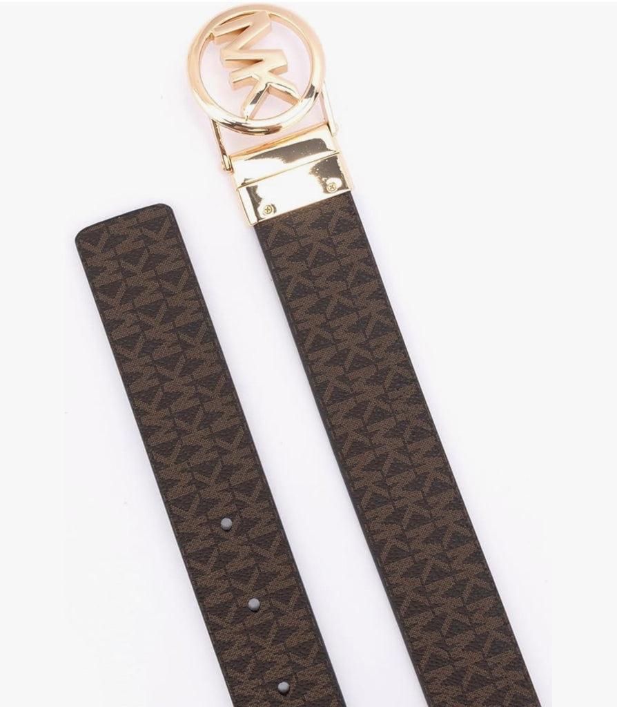 Cinture Michael Kors reversibili con placca logata oro
