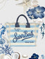 Borsa Mare Saint Barth Con Frange A Righe Azzurre  VANI001 00657L