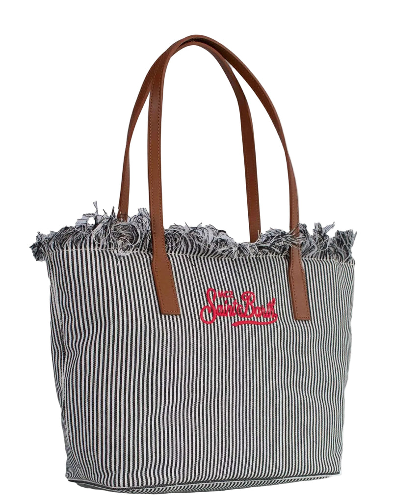 Borsa Saint Barth City Bag Fringe A Righe Nere CBF0001 01769L