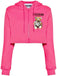 Moschino Felpa Cropped Con Zip Logo E Orsetto Sul Cuore EV1706