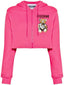 Moschino Felpa Cropped Con Zip Logo E Orsetto Sul Cuore EV1706