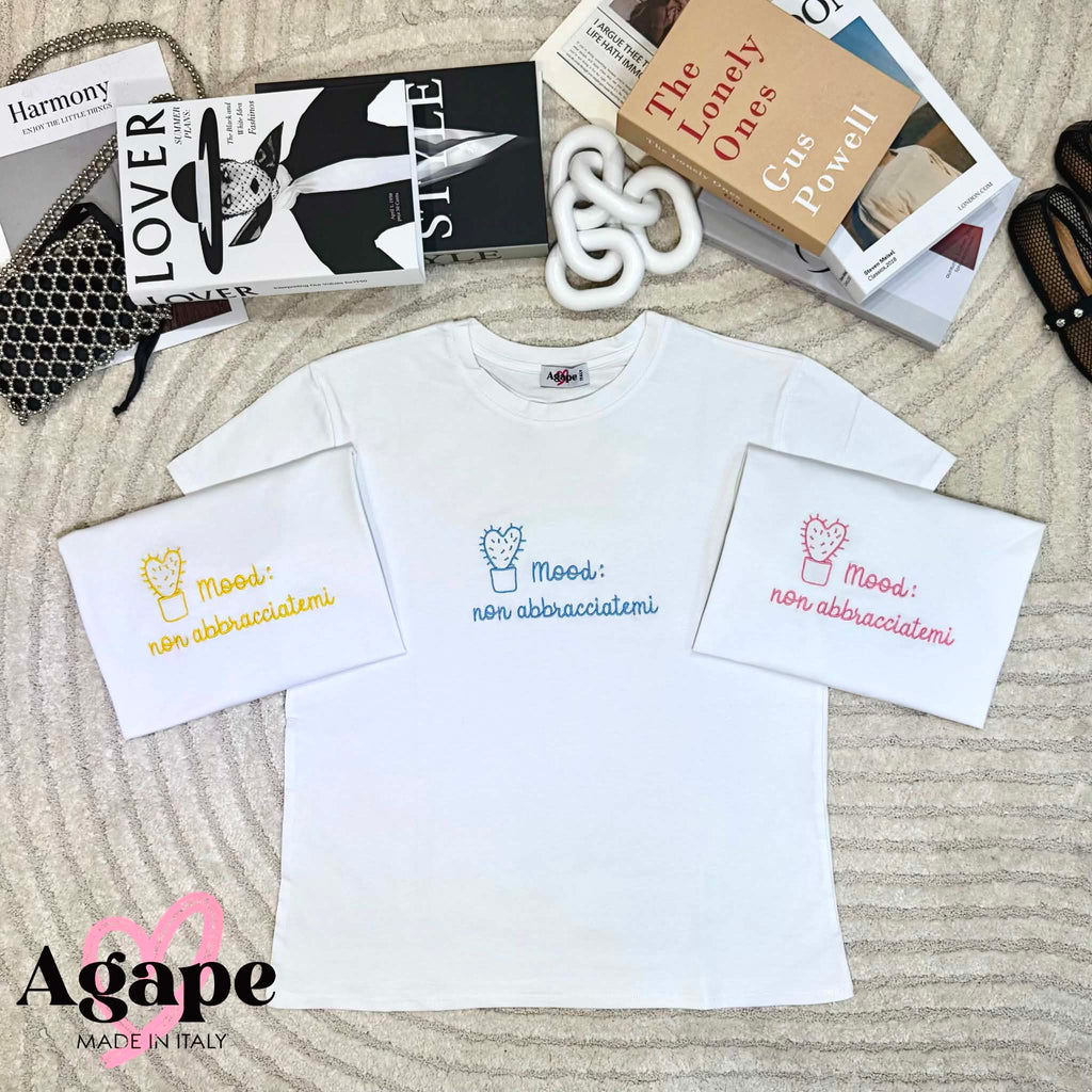 T-Shirt Agape Cactus Cuore Mood: Non Abbracciatemi