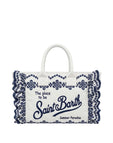 Borsa Saint Barth 02534 Colette Volant Sangallo Flowers Bianca e Blu