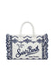 Borsa Saint Barth 02534 Colette Volant Sangallo Flowers Bianca e Blu
