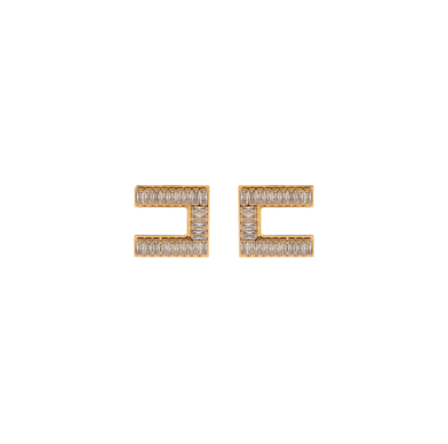 Orecchini Elisabetta Franchi OR32A41E2 logo con strass baguette