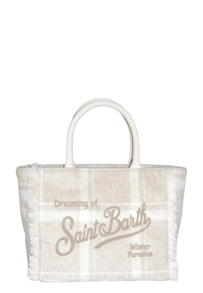 Borsa Saint Barth COL0037 589273 a mano Colette Felt Check in misto lana beige