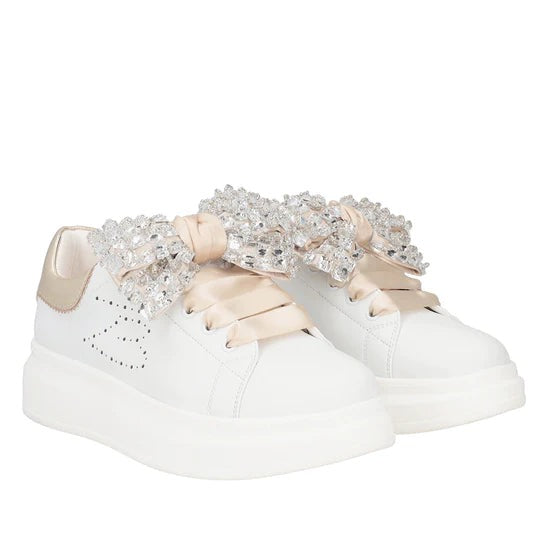 Sneaker Tosca Blu Art SS2402S013 Glamour fiocco strassato bianco/oro