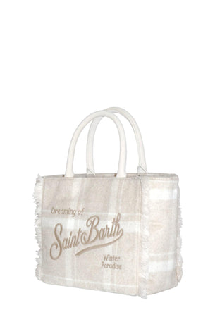 Borsa Saint Barth COL0037 589273 a mano Colette Felt Check in misto lana beige