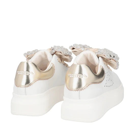 Sneaker Tosca Blu Art SS2402S013 Glamour fiocco strassato bianco/oro