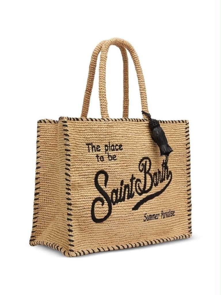 Borsa saint Barth Colette Beige Con Logo A Contrasto Con Nappa COL0013 09045L
