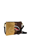 POCHETTE SPRAYGROUND 9344 BROWN SHARKS IN PARIS GOLD DRIP CROSSOVER CLUTCH