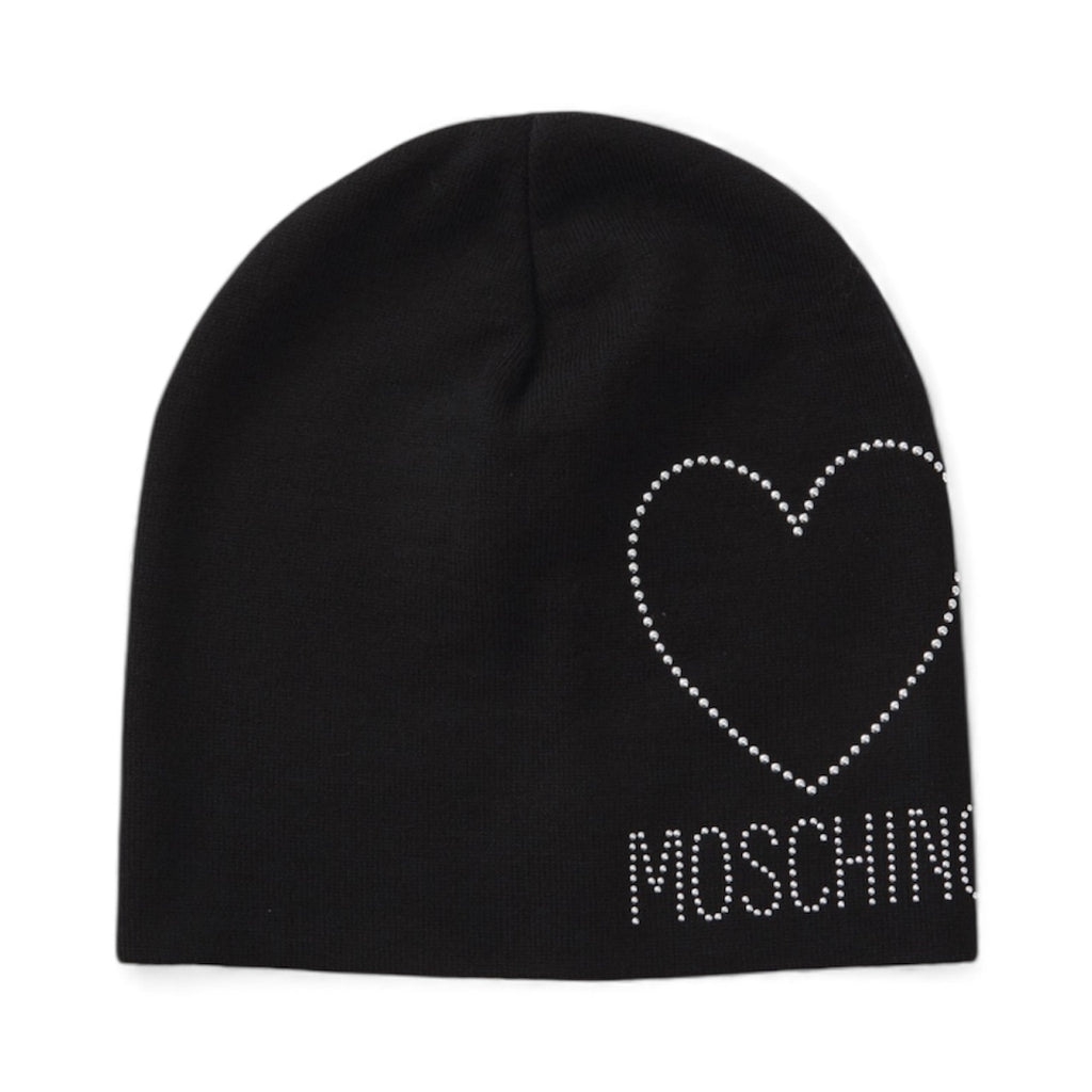 Cappello Moschino 65451 M3332 Cuffia Nera cuore borchie