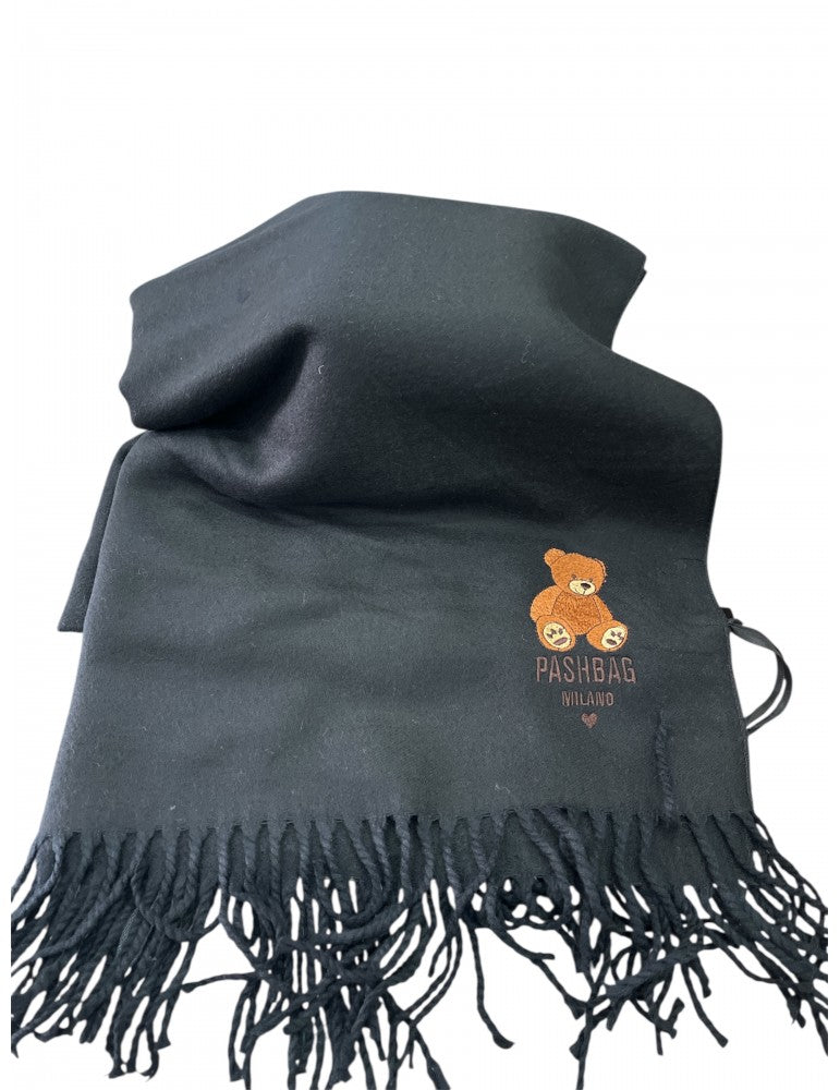 Sciarpa Pash Bag in lana monocolore con Orsetto Teddy