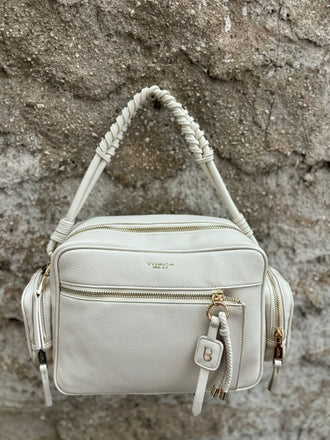 Borse Tosca blu TS26CB223 Tokyo a tracolla con tasche laterali e manico intrecciato