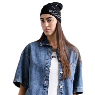 Cappello Moschino 65451 M3332 Cuffia Nera cuore borchie