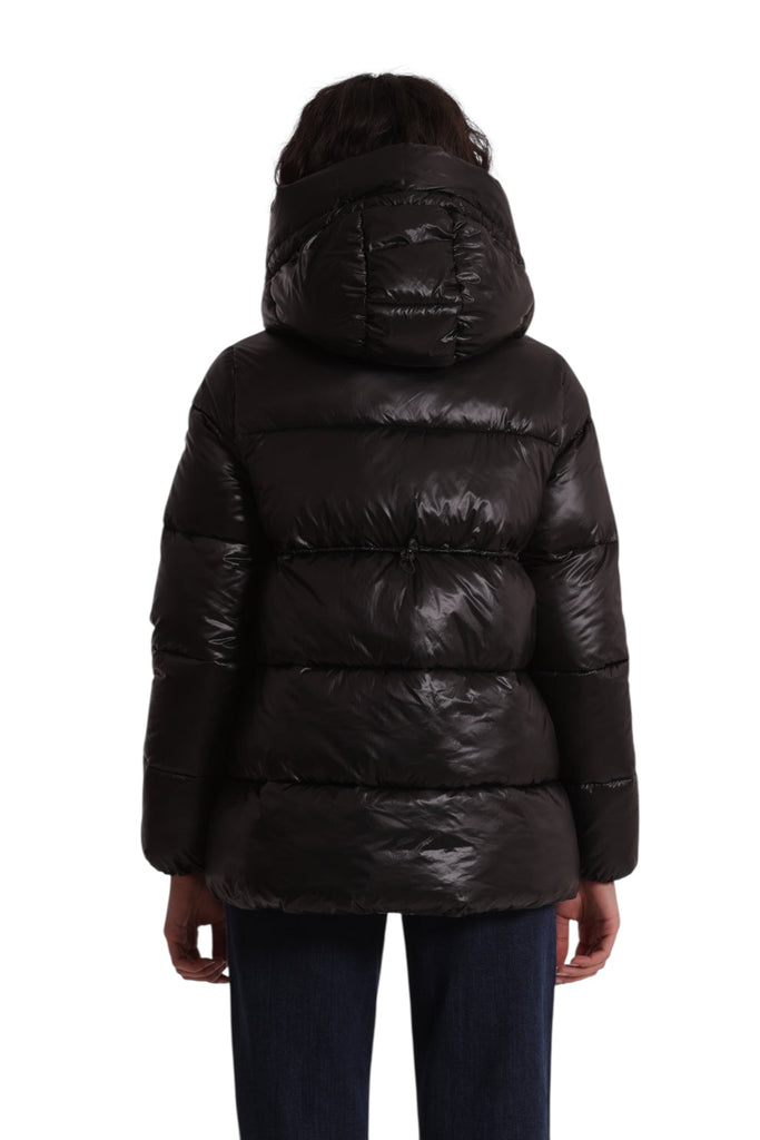 PIUMINO MIMI MUA ART6566 CORTO CON CAPPUCCIO TRAMA GEOMETRICA