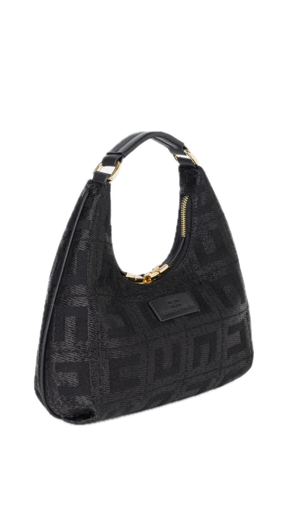 Borsa Elisabetta Franchi BS89A47E2 hobo in tessuto jacquard nera