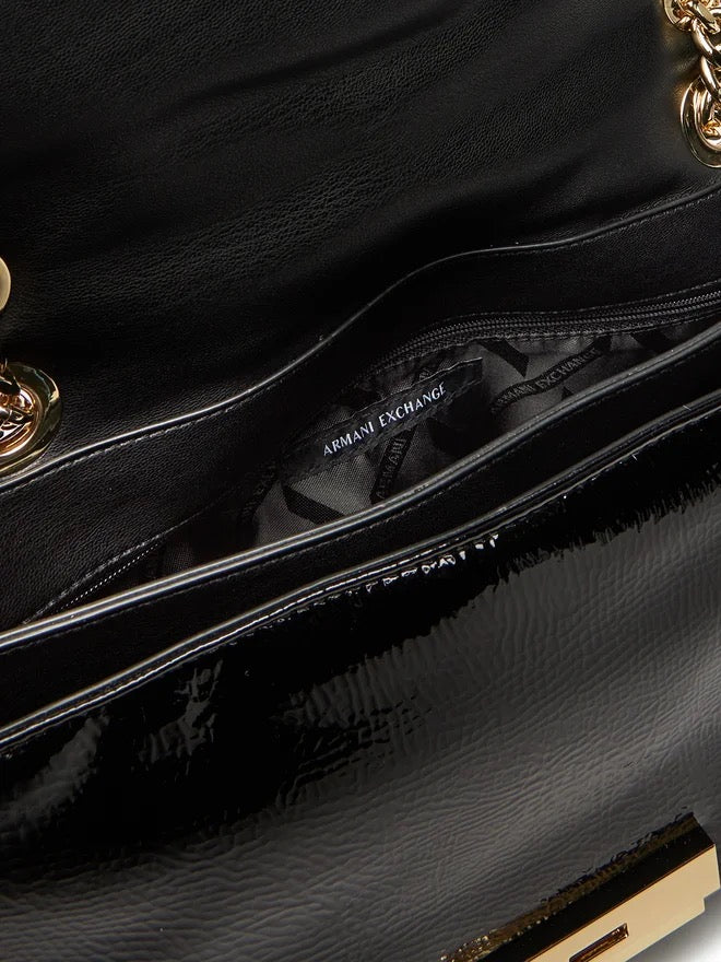 Borsa Armani Exchange XW000355 AF17239 Flap Bag Big Puffy lucida nera