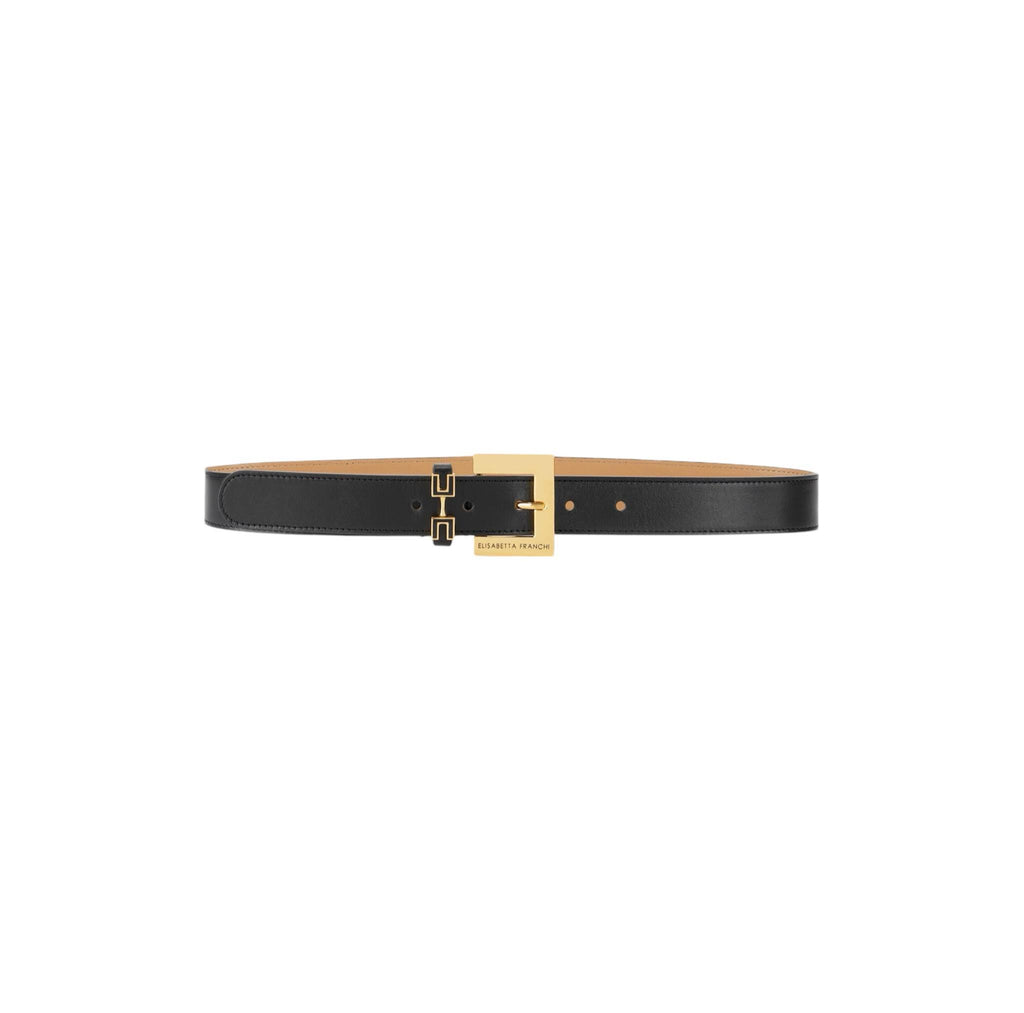 Cintura Elisabetta Franchi CT12S46E2 in Pelle Nera passante morsetto