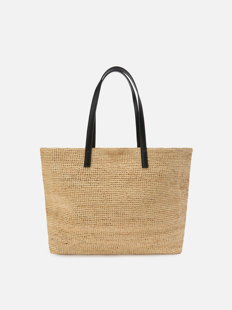 BORSA SAINT BARTH RAF001 00421L CITY IN RAFFIA CON LOGO NERO RICAMATO A CONTRASTO