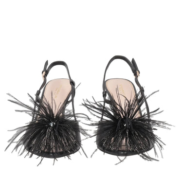 Scarpe Tosca Blu SS2542S246 Sandalo Saffron in pelle con piume colore nero