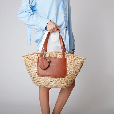 Borsa Tosca Blu TS2520B20 Cestino intrecciato Tropea colore cuoio